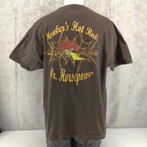 Mr Horsepower Shirt Men 2XL XXL Brown Graphic Print Honkers Hot Rod Muscle Car
